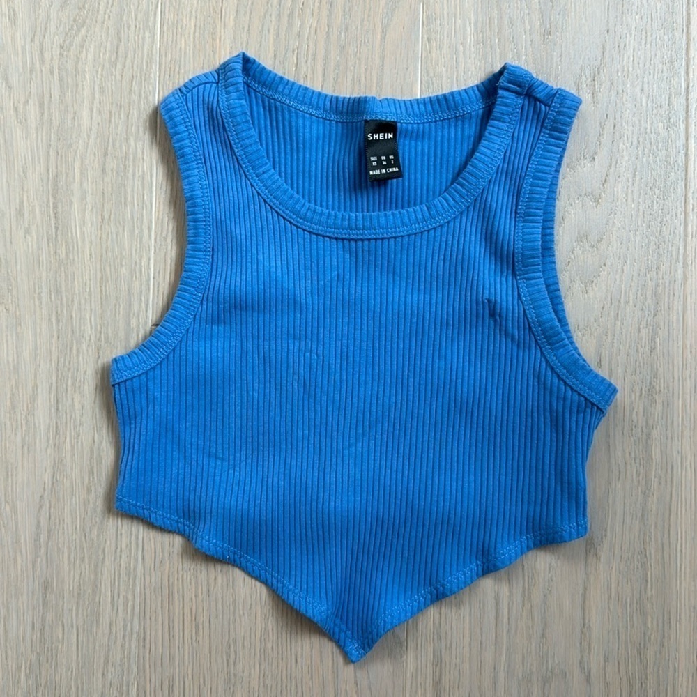 Shein Blue Ribbed Tank Top Size XS